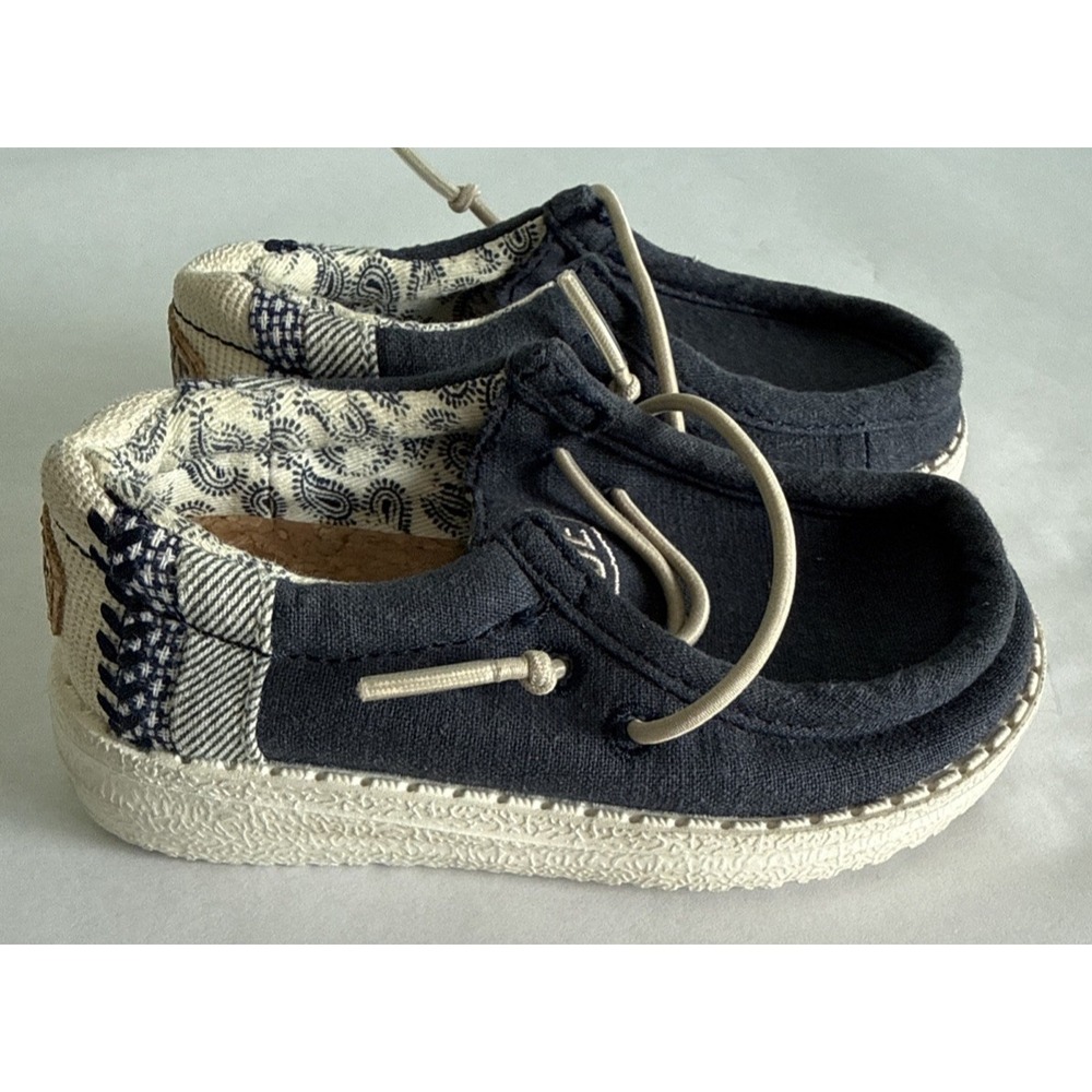 Hey Dude Wally  Brake Stitch Toddler Boys Navy Canvas Slip-On Shoes SZ K 6 (22).